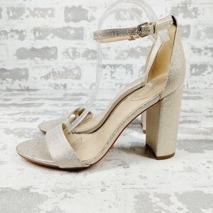 New Sam Edelman Yaro in Champagne Metallic Block Heel Sandal K416